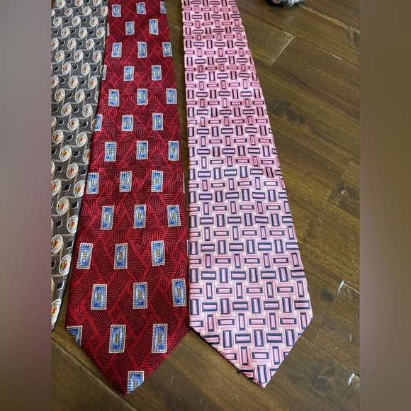 Robert Talbott Studio Mens Ties Printed Graphic Red Pink Black Gray Square - Picture 3 of 7